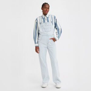Levi's Women's SilverTab Overalls straight leg size M medium light blue denim